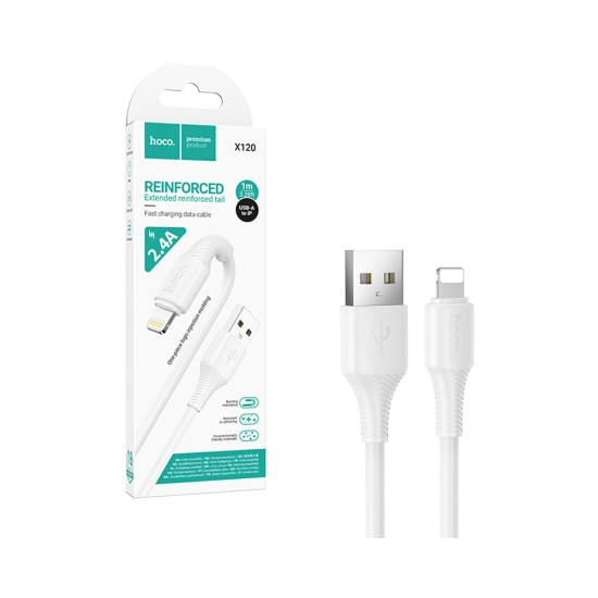 Cabo de Carregamento Hoco X120 Beneficio 2.4A USB para Lightning 1m Branco